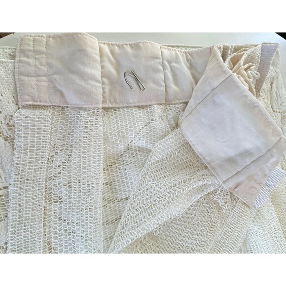 Vintage 70s pleated curtain, cream off-white mesh, floral tropical, for each - Picture 8 of 10